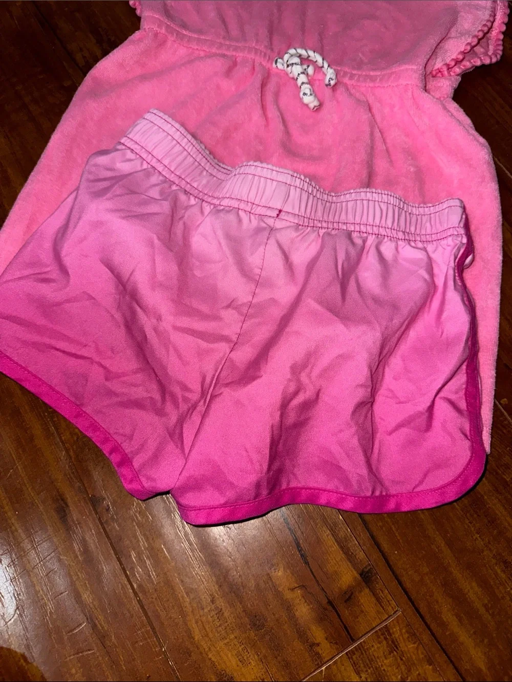 Gymboree Jump Into Summer Pom Pom Cover Up + Pink Ombre Board Shorts 5-6